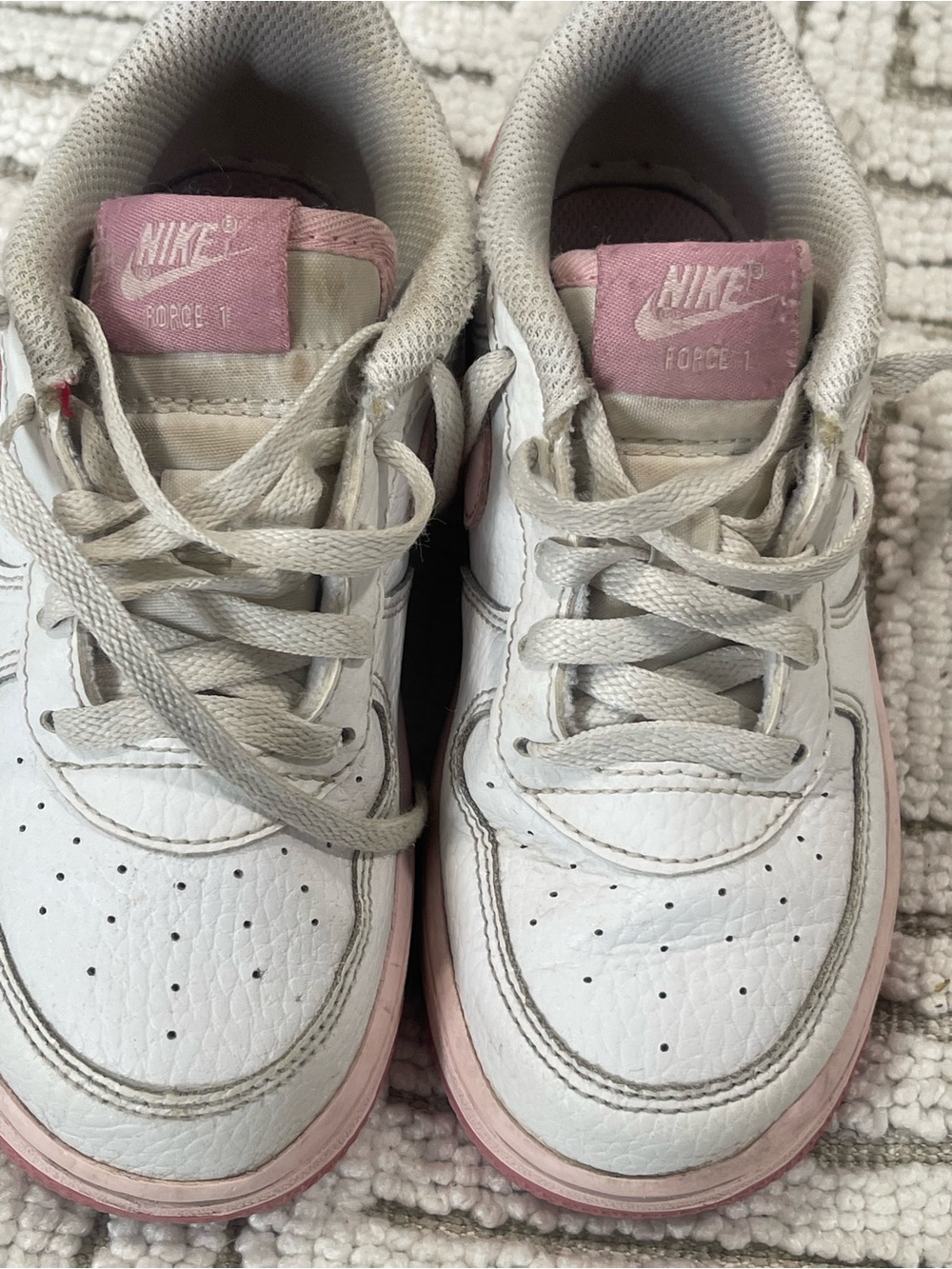 Nike Kids White Sneakers with Pink Accents